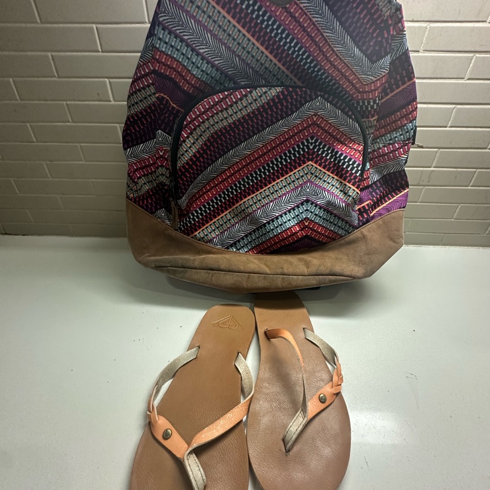 Roxy Multicolor Patterned Fabric Backpack & Flip … - image 1